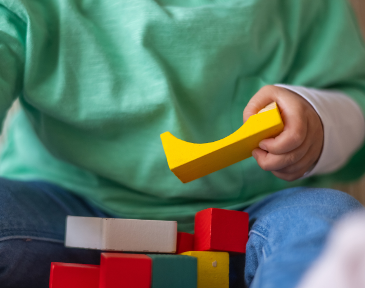 Stock photo of Preschool student Using  Blocks. 