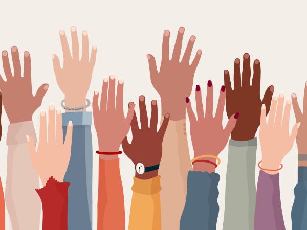 Group of raised hands