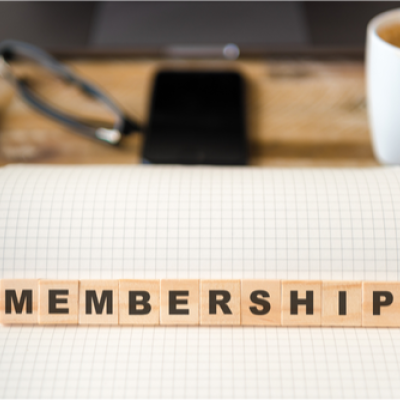 Wooden blocks spelling membership