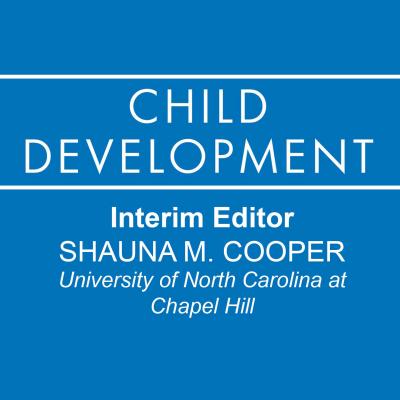 Square image with the Child Development Journal logo on a blue background. Interim Editor is Shauna M. Cooper from University of North Carolina at Chapel Hill 