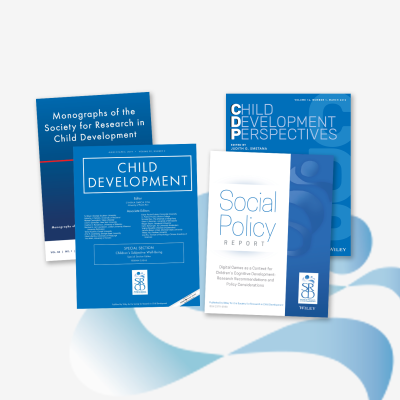 SRCD Journal covers, Child Development Journal, Child Development Perspectives, Monographs of the Society for Research in Child Development, and Social Policy Report