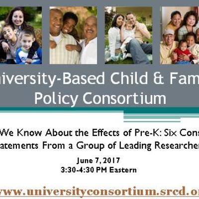 Title slide of Pre-K Consensus Statement webinar