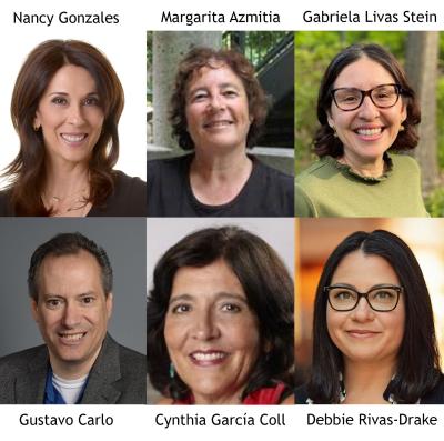 Image collage of Nancy Gonzales, Margarita Azmitia, Gabriela Livas Stein, Gustavo Carlo, Cynthia Garcia Coll, Debbie Rivas-Drake