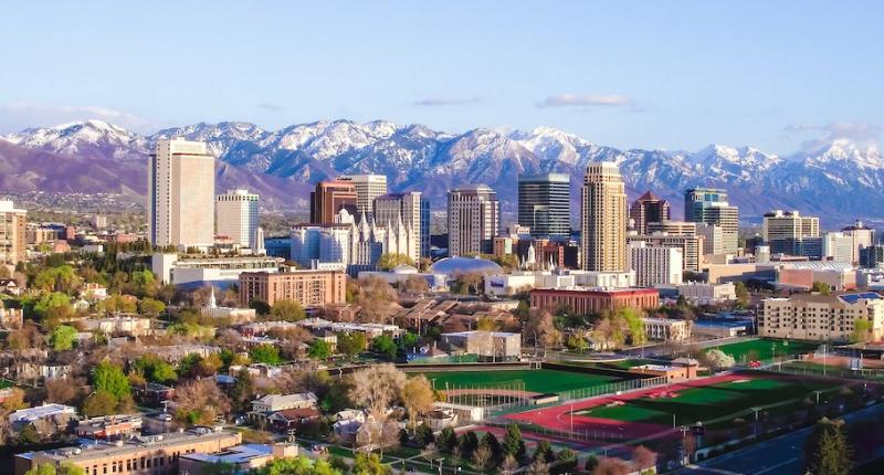 Skyline view of Salt Lake City, Utah, USA