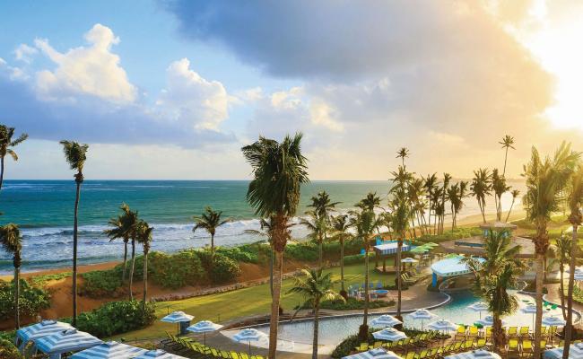 Aerial view of the Wyndham Grand Rio Mar Puerto Rico Golf & Beach Resort in Puerto Rico